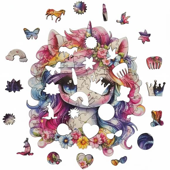 Фігурний пазл з дерева "Єдиноріг" PZ009-A3C-AC розмір А3, картонна коробка