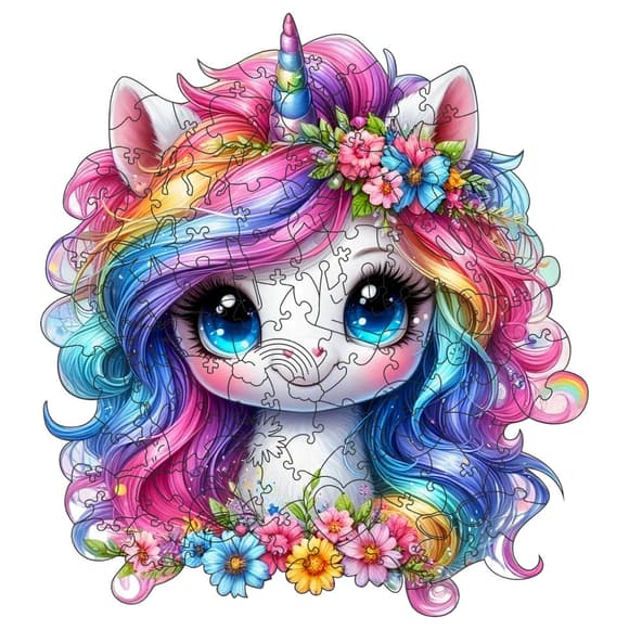 Фігурний пазл з дерева "Єдиноріг" PZ009-A3C-AC розмір А3, картонна коробка