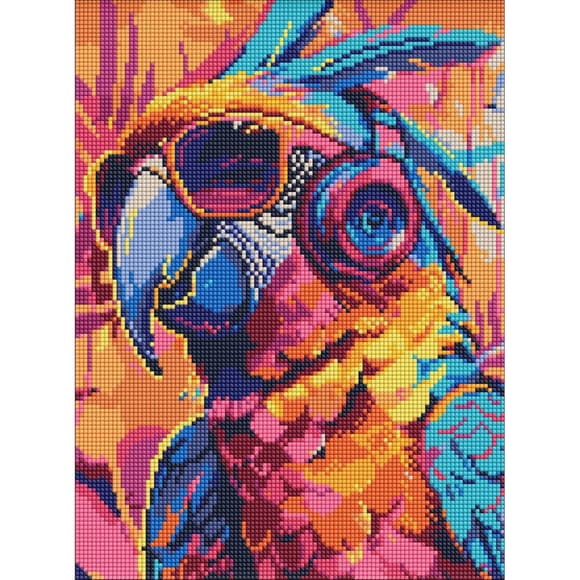 Алмазна мозаїка "Стильний папуга" ©art_selena_ua AMO8112, 30х40 см