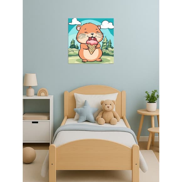 Картина по номерам "Лето. Хомячок с мороженым" ©art_selena_ua KHO1256, 25х25 см 