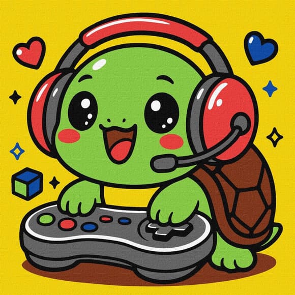 Картина за номерами "Черепашка геймер" ©art_selena_ua KHO1287, 25х25 см