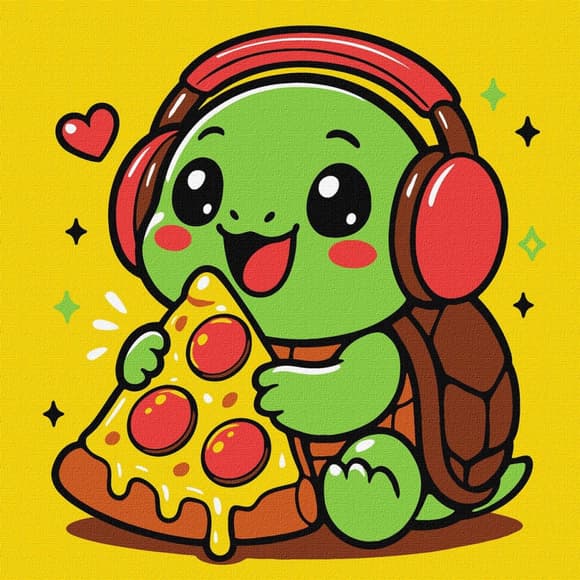 Картина по номерам "Черепашка и пицца" ©art_selena_ua KHO1288, 25х25 см