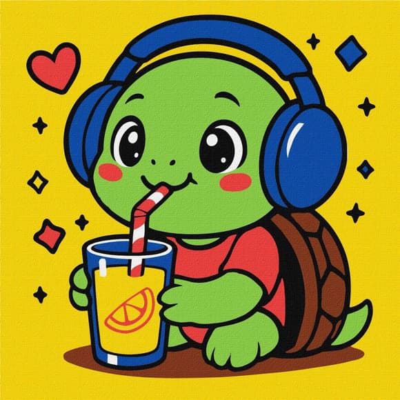 Картина по номерам "Черепашка пьет лимонад" ©art_selena_ua KHO1289, 25х25 см 