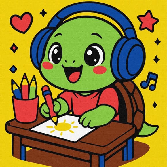 Картина за номерами "Черепашка малює" ©art_selena_ua KHO1297, 25х25 см 