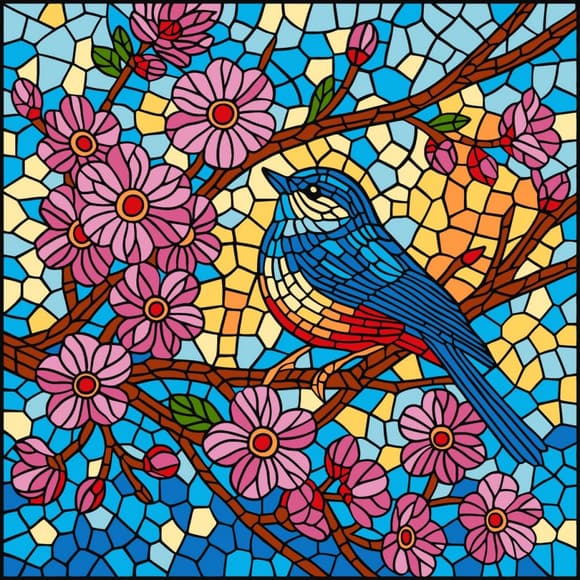 Картина за номерами "Вітраж. Синиця" ©art_selena_ua KHO5164, 30х30 см