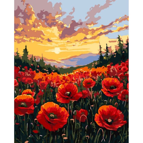 Картина за номерами "Поле маків" ©art_selena_ua KHO6398, 40х50 см