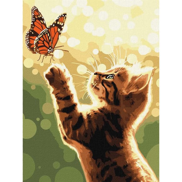 Картина по номерам "Кот и бабочка" ©art_selena_ua KHO6615, 30х40 см