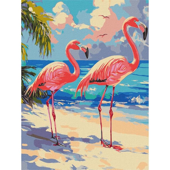 Картина за номерами "Рожеві фламінго" ©art_selena_ua KHO6775, 30х40 см 