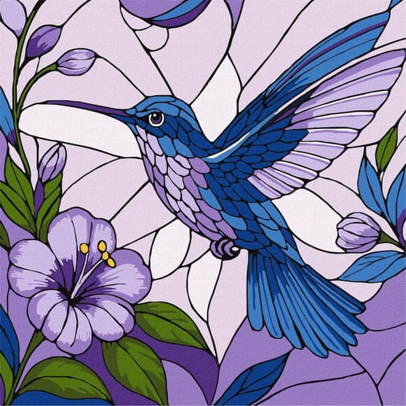 Картина за номерами "Вітраж. Колібрі" ©art_selena_ua KHO6790, 30х30 см 