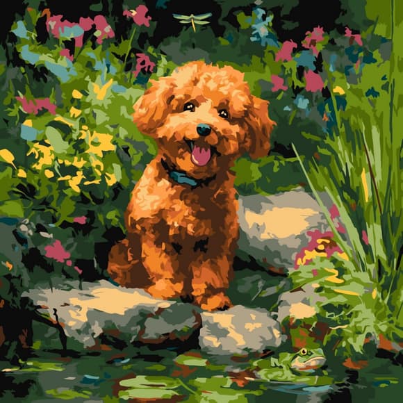 Картина по номерам "Пудель на пруду" ©art_selena_ua KHO6799, 40х40 см