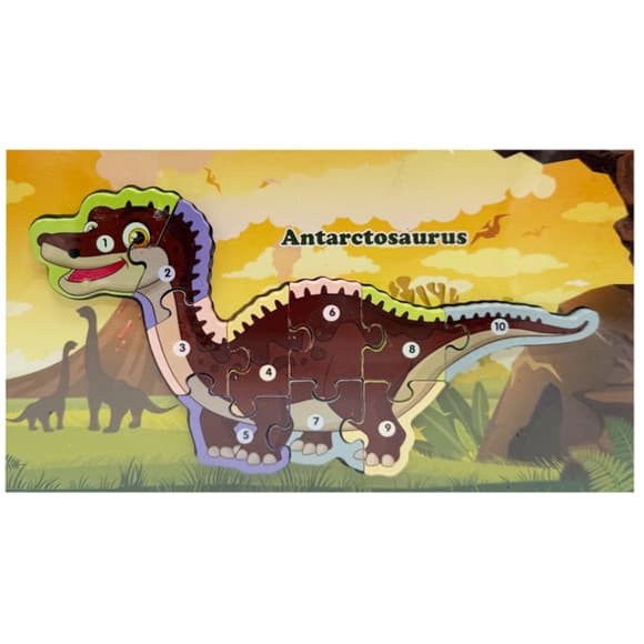 Деревянный пазл-вкладыш "Antarctosaurus" MD 1924-4, 10 элементов