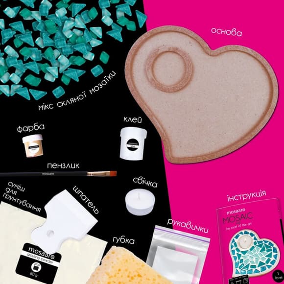 Детский набор для творчества хрустальная мозаика "Подсвечник-Сердце" MA1011