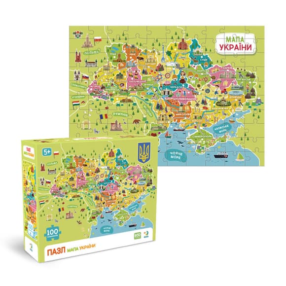 Пазлы классические "Карта Украины" 300706, 100 элементов