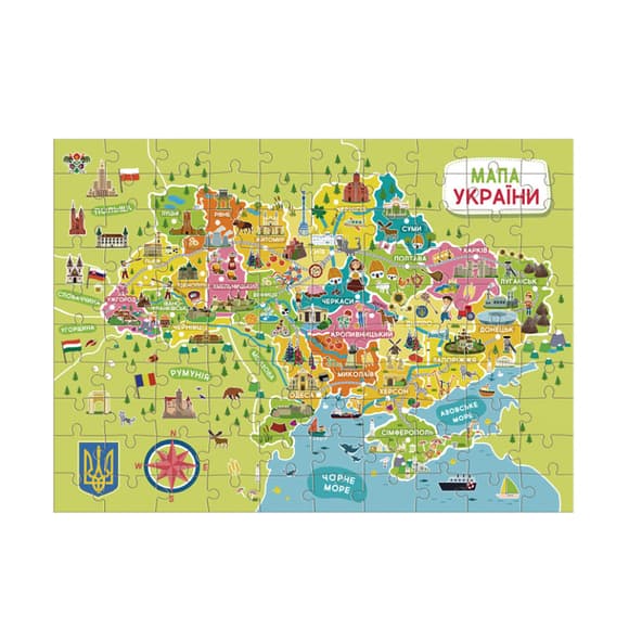 Пазлы классические "Карта Украины" 300706, 100 элементов
