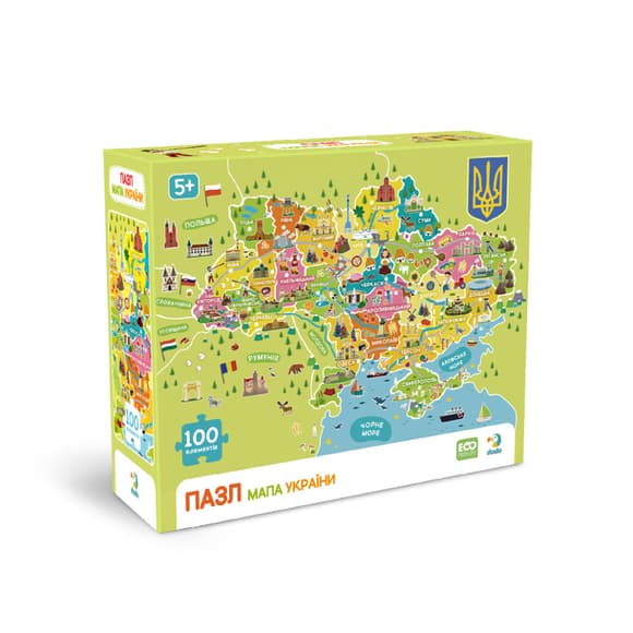 Пазлы классические "Карта Украины" 300706, 100 элементов