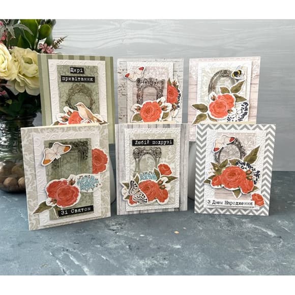 Набір для створення вітальних листівок "Трояндові мрії" FDGCK-042, 6 шт