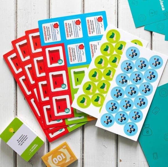 Настольная игра "Бизнес-лестница" РЛ902037У кубик, 5 фишек игроков