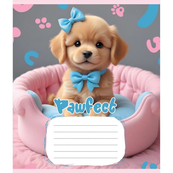 Тетрадь ученическая "Щенята" 012-510126C-2 в косую линию, 12 листов  