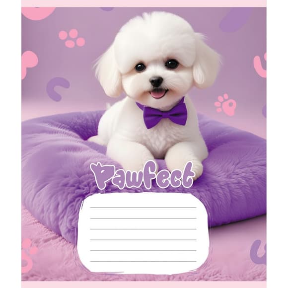 Зошит учнівський "Цуценята" 012-510126C-5 в косу лінію, 12 аркушів  