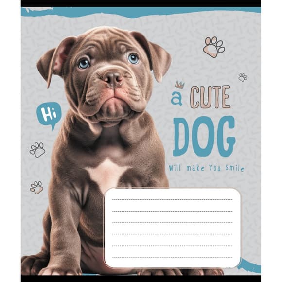 Тетрадь ученическая "Милый щенок" 012-520132L-3 в линию, 12 листов