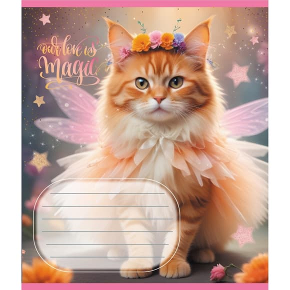 Тетрадь ученическая "Кошка фея" 024-560046L-4 в линию, 24 листа