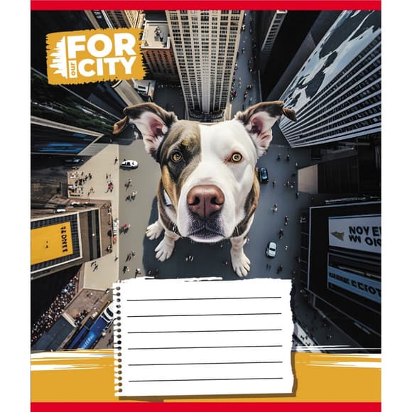 Тетрадь ученическая "Собака в городе" 024-560077L-3 в линию, 24 листа 