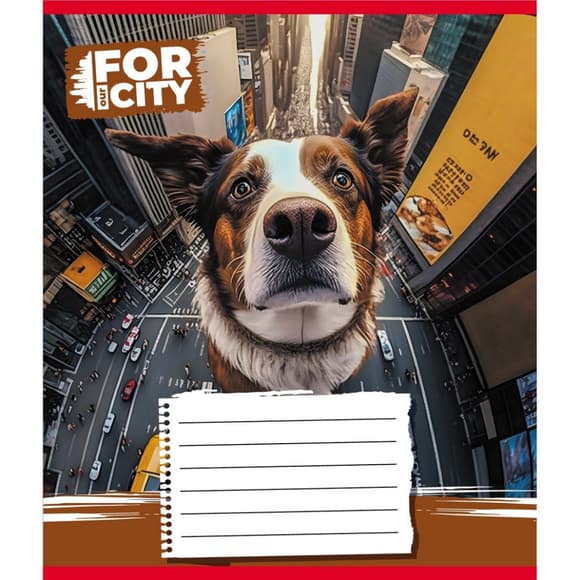 Тетрадь ученическая "Собака в городе" 024-560077L-5 в линию, 24 листа 