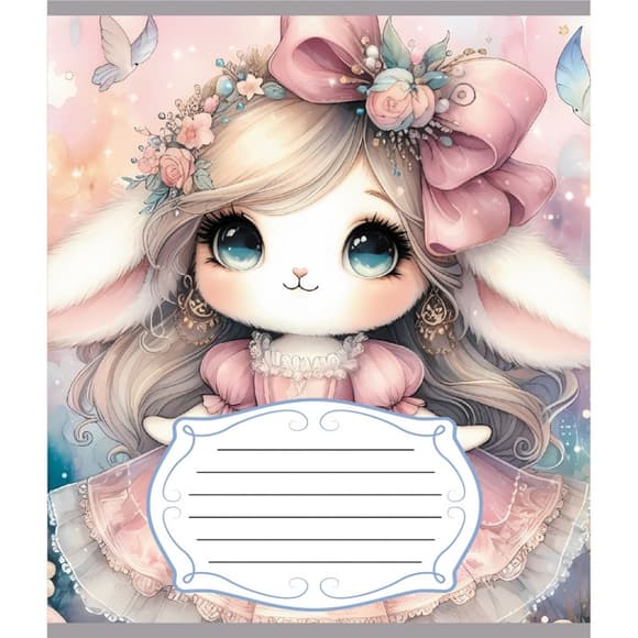 Зошит учнівський "Зайка" 012-590522C-2 в косу лінію, 12 аркушів