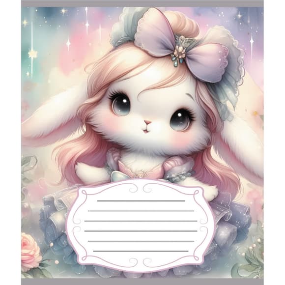 Зошит учнівський "Зайка" 012-590522C-3 в косу лінію, 12 аркушів