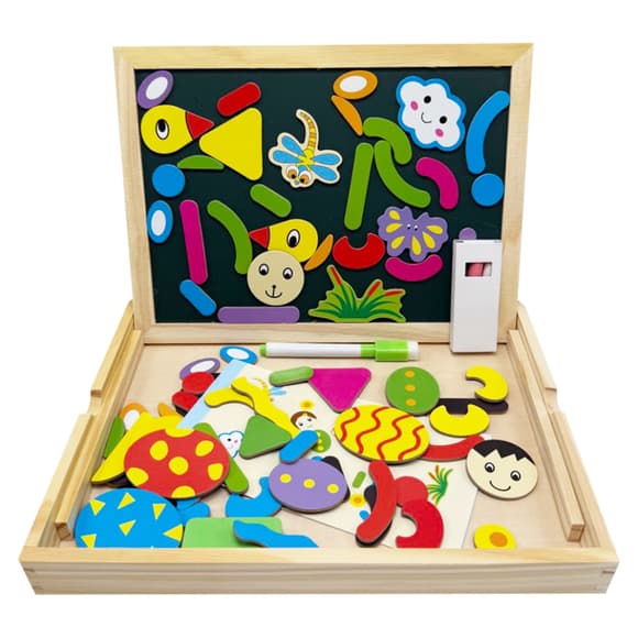 Деревянная игрушка "Магнитная досточка 2 в 1" MD 0815C, двусторонняя, пенал, мел