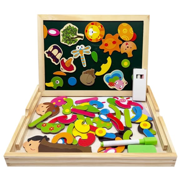 Дерев'яна іграшка "Магнітна дощечка 2 в 1" MD 0815B, двостороння, пенал, крейда