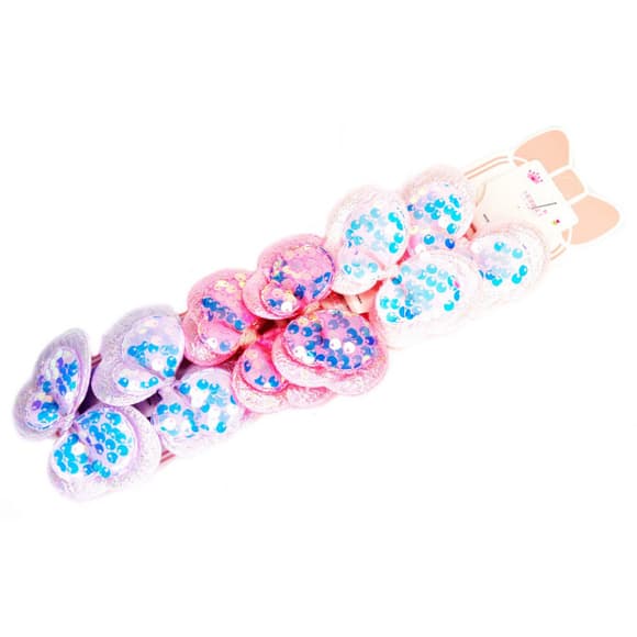 Резинка для волосся дитяча "Метелик з паєтками" 0108-408, 6 штук