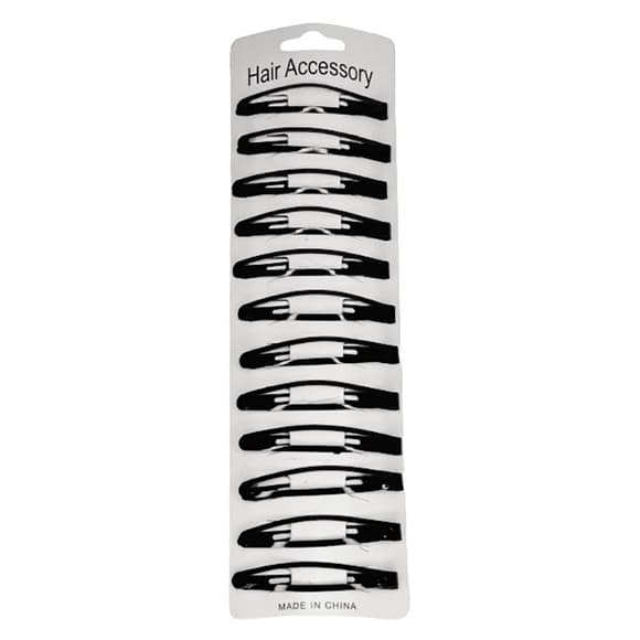 Затискач-хлопавка для волосся 1200-191 чорна 12 штук