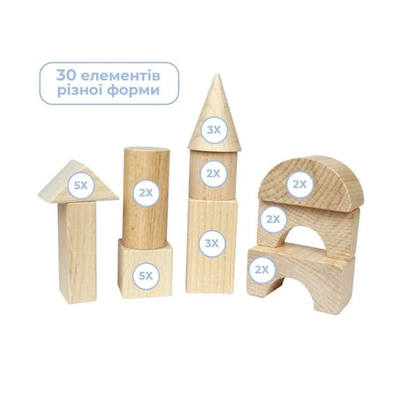 Деревянный конструктор "Строительный набор" 900833, 30 деталей