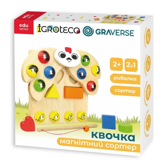 Деревянная развивающая игра "Магнитный сортер Квочка" 900637