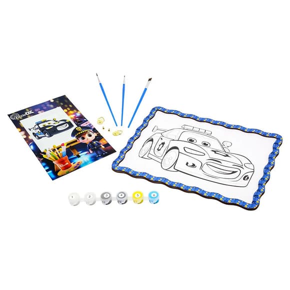 Дитячий набір для розпису по дереву "Поліцейська машинка" Puz-22952 формат А4