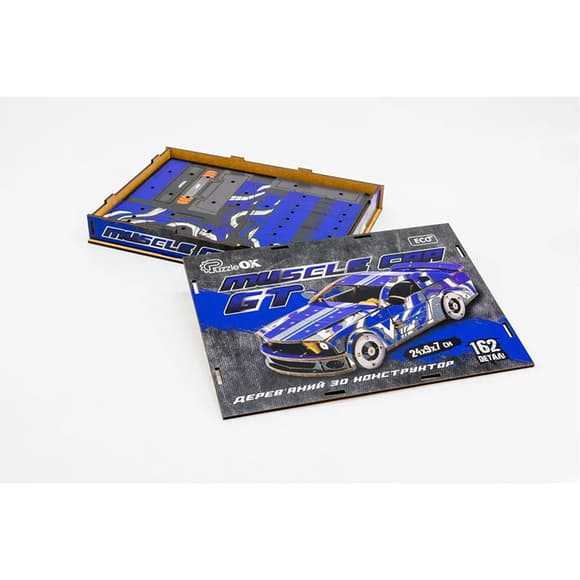 Деревянный 3D конструктор Mustang GT Puz-00642, 162 детали