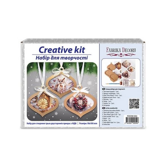 Творчий набір для створення 3-х ялинкових прикрас "Cozy Winter" FDCKW-054
