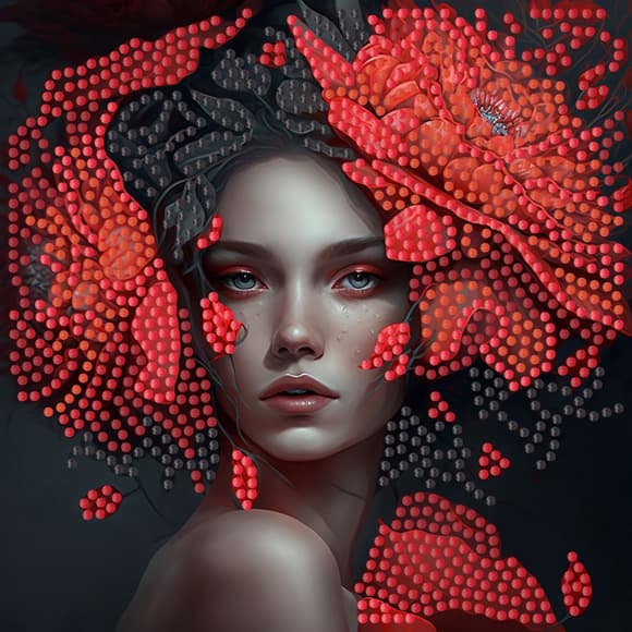 Алмазная мозаика "Загадочная дама" ZAV1818-11, 18х18 см