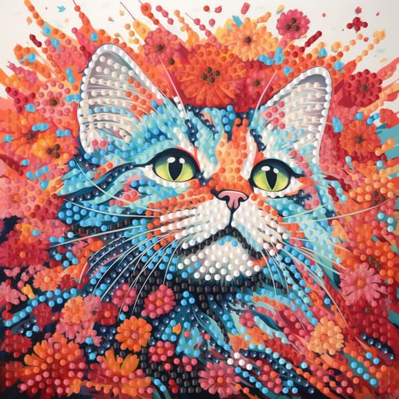 Алмазная мозаика "Яркий кот" ZAV1818-22, 18х18 см