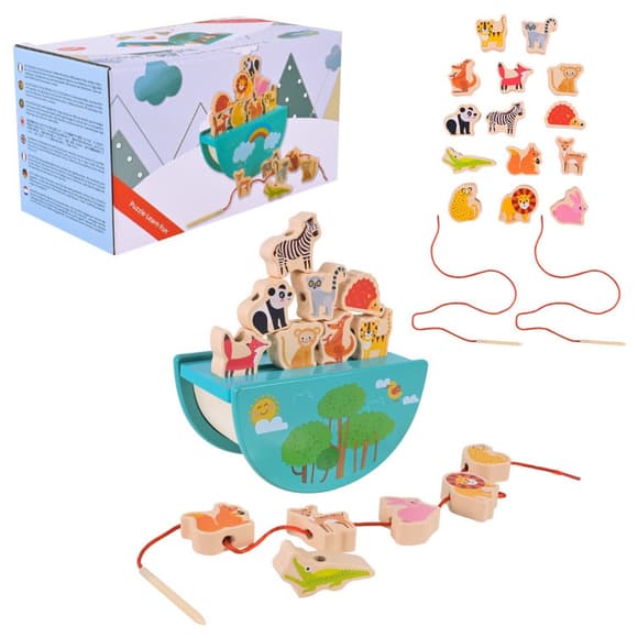 Деревянная игрушка Балансир-шнуровка 2 в 1 C9406