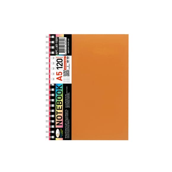 Блокнот А5 АП-1509(Orange) 120 аркушів, пружина збоку