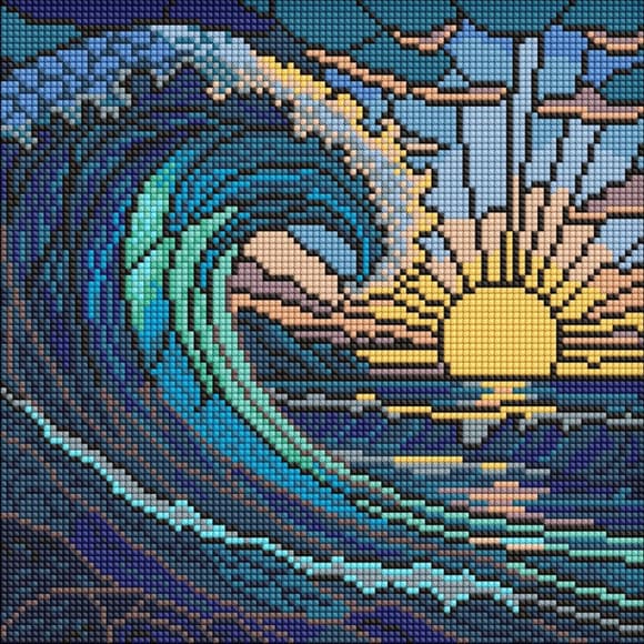 Алмазна мозаїка "Вітраж. Хвиля" ©art_selena_ua AMO8320, 30х30 см 