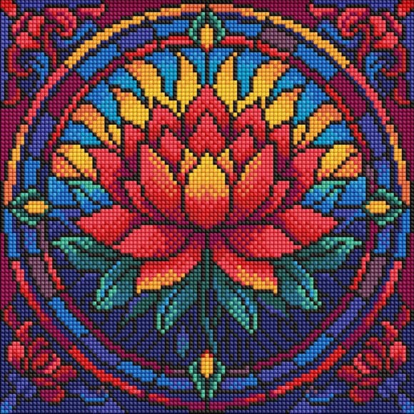 Алмазная мозаика "Витраж. Лотос" ©art_selena_ua AMO8330, 30х30 см 