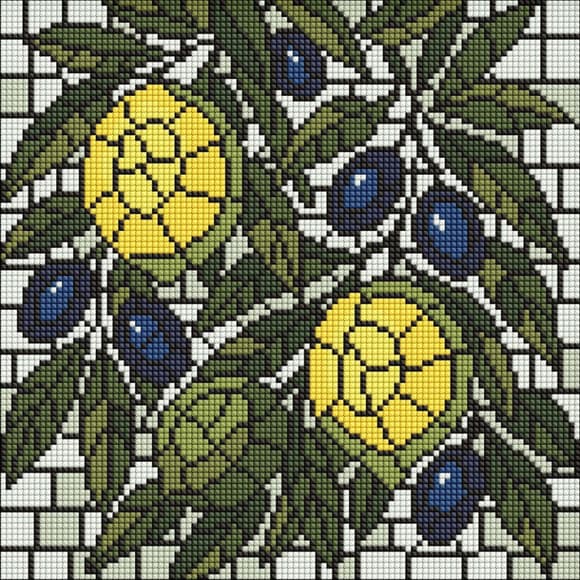 Алмазная мозаика "Витраж. Лимоны" ©art_selena_ua AMO8349, 30х30 см