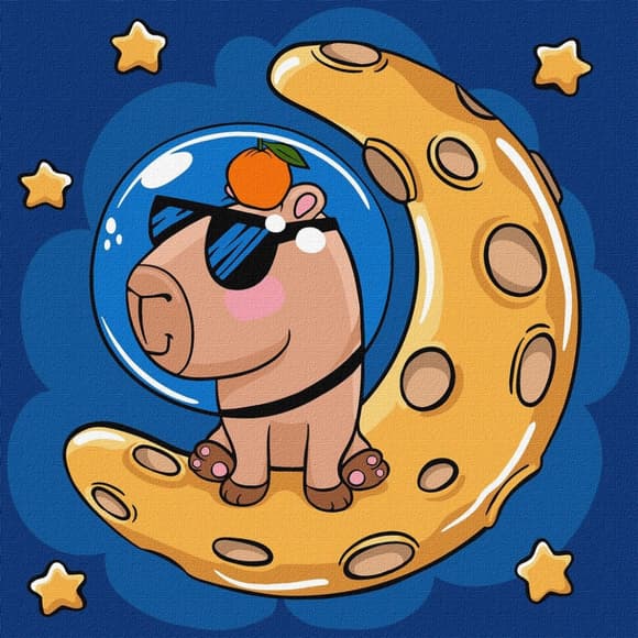 Картина по номерам "Капибара на луне" KHO1281, 30x30 см 