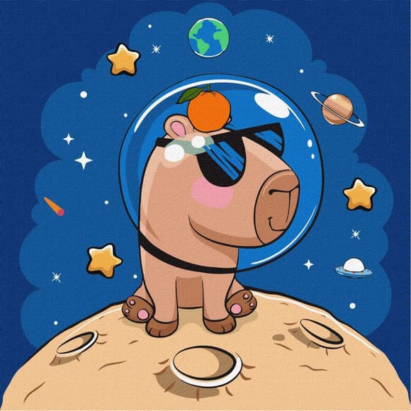 Картина по номерам "Капибара в космосе" KHO1291, 30x30 см