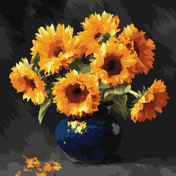 Картина за номерами "Соняшник в темряві" ©art_selena_ua KHO3330, 40x40 см 