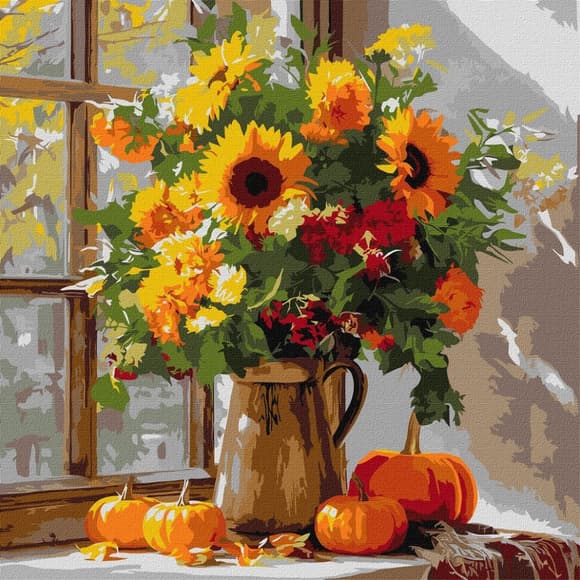 Картина по номерам "Осенний букет из подсолнухов" ©art_selena_ua KHO5740, 40x40 см 