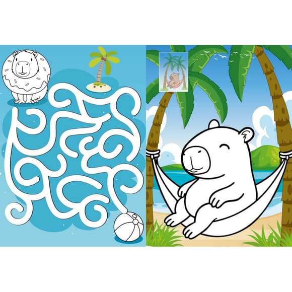 Дитяча розмальовка зі стікерами "Капібара на канікулах" CB21, 16 сторінок